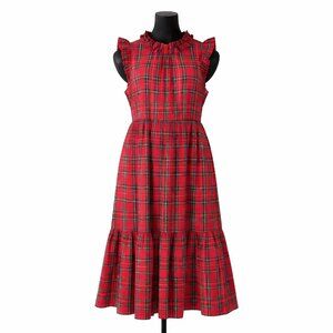J. Crew Tartan Cotton Tiered Midi Dress w/ Pockets 16